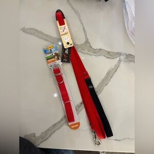 Red and Black Dog Leash and Collar Set